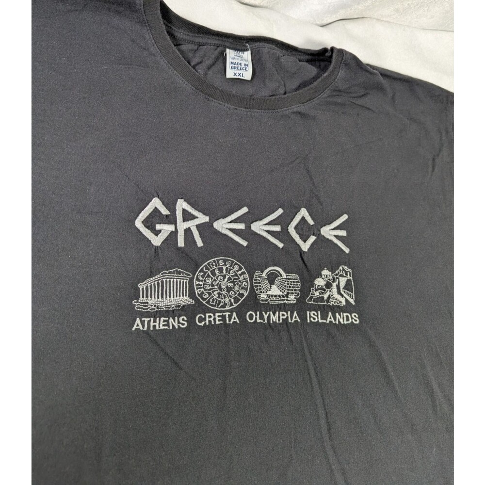 Greece Souvenir T Shirt Mens XXL Embroidered Athens Creta Olympia Islands Greek